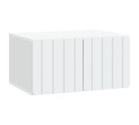 KGFHERENB Meuble TV bas suspendu au mur, blanc, 59,5 x 41 x 30 cm | Planche suspendue flottante pour salon et chambre à coucher avec 2 portes pivotantes à 90°, charge jusqu'à 60 kg pour