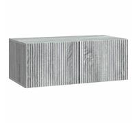 KGFHERENB Meuble TV mural Sonoma gris 78,5 x 41 x 30 cm | Meuble bas peu encombrant pour montage mural dans le salon et la chambre à coucher avec 2 portes battantes pour un rangement