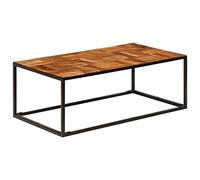 KGFHERENB Table basse 110 x 60 x 40 cm en bois massif d'acacia et acier | Table d'appoint solide en bois véritable pour votre salon, fabriquée à la main et facile d'entretien avec un caractère