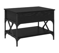 KGFHERENB Table basse avec fonction de levage, aspect chêne noir, 70 x 50 x | Table d'appoint réglable en hauteur pour le salon avec compartiment de rangement supplémentaire et structure en métal robuste