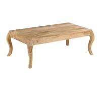 KGFHERENB Table basse en bois massif de manguier 110 x 60 x 40 cm | Table d'appoint faite à la main en bois teinté avec pieds incurvés. Élégante finition pour le salon et le salon.