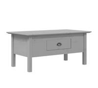 KGFHERENB Table basse grise 100 x 55 x 46 cm en pin massif BODO | Élégante dans le salon : la table rustique avec 1 tiroir et poignée en métal offre un espace de rangement pratique pour votre