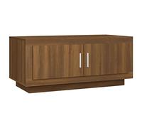 KGFHERENB Table basse marron aspect chêne 102 x 50 x 45 cm | Table de canapé stable en bois pour votre salon avec espace de rangement supplémentaire pour magazines et télécommandes.