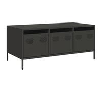 KGFHERENB Table basse noire 101,5 x 50 x 43,5 cm avec 3 tiroirs en métal | Table d'appoint robuste au design industriel pour salon et chambre à coucher avec pieds réglables pour une bonne stabilité.