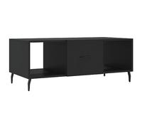 KGFHERENB Table basse noire 102 x 50 x 40 cm Table d'appoint en bois | Table de salon élégante avec trois compartiments et pieds en métal pour un espace de rangement ordonné et une grande
