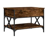 KGFHERENB Table basse réglable en hauteur aspect chêne fumé 70 x 50 x 50 cm | Table de salon compacte avec fonction lift-top, compartiment de rangement dissimulé et pieds compensateurs qui protègent le