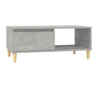 KGFHERENB Table d'appoint avec compartiment, gris béton, 90 x 50 x 36,5 cm | Table basse scandinave pour salon avec tiroir et pieds en bois d'eucalyptus robustes pour un rangement supplémentaire.