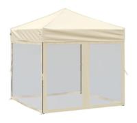 KGFHERENB Tente de fête pliable avec parois latérales Crème 2 x 2 m | Tonnelle pliante compacte pour jardin, terrasse et camping. Offre une protection visuelle pratique et de l'ombre lors des