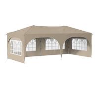 KGFHERENB Tente de fête pop-up - 575 x 288 cm - Crème - 4 parois latérales | Spot de jardin flexible pour mariages et fêtes : auvent réglable en hauteur en tissu Oxford avec piquets solides.