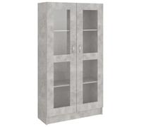 KGFHERENB Vitrine - Gris béton - 82,5 x 30,5 x 150 cm - Bibliothèque | Armoire élégante avec portes en verre et 4 compartiments pour le salon et le bureau. Rangement peu encombrant pour livres et