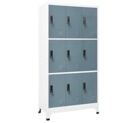 KGHFDVB Armoire à casier, gris clair, gris foncé, 90 x 45 x 180 cm, acier | Verrouillable avec ventilation, porte-badge, pour l'école et le bureau