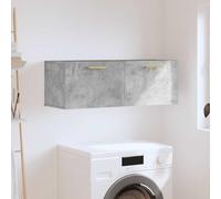 KGHFDVB Armoire murale en bois gris béton 100 x 36,5 x 35 cm | Armoire suspendue avec beaucoup d'espace de rangement, montage mural sans surface au sol, surface décorative pour photos et