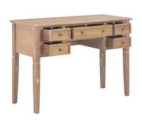 KGHFDVB Bureau en bois marron 109,5 x 45 x 77,5 cm | 5 tiroirs, MDF et bois de pin, robuste, design intemporel, beaucoup d'espace de rangement