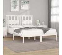 KGHFDVB Cadre de lit blanc 200 x 200 cm en bois massif de pin | Bois de pin massif, sommier à lattes inclus, tête de lit comme dossier, pour chambre à coucher, cadre de lit 205, 5 x 205