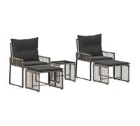 KGHFDVB Ensemble de meubles de jardin 11 pièces en polyrotin gris | Avec coussins amovibles, cadre en acier revêtu par pulvérisation, pieds de nivellement réglables, pour terrasse et jardin