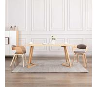 KGHFDVB Lot de 2 chaises de salle à manger en bois de buyer et tissu taupe | Housse en tissu doux, cadre en bois de buvre robuste, forme ergonomique, montage facile, charge maximale de 110 kg