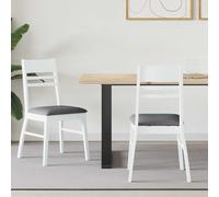 KGHFDVB Lot de 2 chaises de salle à manger en bois d'hévéa massif Blanc 43 | Bois d'hévéa massif, surface blanche, dossier ergonomique, pieds carrés, facile d'entretien, polyvalent