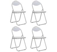 KGHFDVB Lot de 4 chaises pliantes blanches en cuir synthétique avec cadre | Cadre en acier, résistant aux taches, léger, peu encombrant, monté, 110 kg par siège