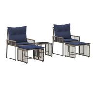 KGHFDVB Salon de jardin 11 pièces en polyrotin gris bleu marine | Coussins amovibles, pieds de nivellement réglables, cadre en acier revêtu par pulvérisation, pour terrasse et jardin