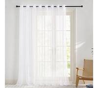 KGORGE Rideau Blanc Voilage Grande Largeur Transparent Intérieur à Œillets | L300xH240cm, 1 Panneau, Voile, Tulle, Filtrant la Lumière, Aéré, Decorataion pour Fenêtre Maison Chambre Adulte Enfant