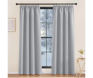 KGORGE Rideau Gris Clair Occultant 140x200 Isolant Thermique Intérieur | Galon Fronceur, 2 Panneaux, Rideaux Opaques, Anti Froid et Chaleur, Anti UV, pour Porte entrée Fenêtre, Maison Salon Moderne