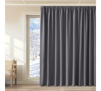 KGORGE Rideau Gris Galon Fronceur Occultant 300 cm Thermique Intérieur | L300xH240cm, 1 Panneau, Rideaux Isolants Opaque, Anti Chaleur/UV, Grande Largeur, pour Fenêtre Chambre, separation de piece
