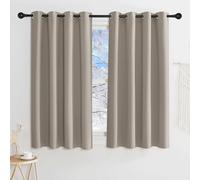 KGORGE Rideau Occultant Court Cuisine, Lot de 2 Draperies Intérieurs | L140 x H125cm, Panneaux Opaque Intérieurs anti UV et Lumiere, Decoration Placard Petite Fenetre Lit Cabane a Œillets, Sable