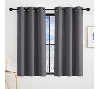 KGORGE Rideau Occultant Court - Rideau Petite Fenetre Cuisine 90x90cm | Lot de 2 Draperies Opaque Intérieurs anti UV Anti Lumiere, Decoration pour Placard Armoires Fenetre avec Œillets, Gris