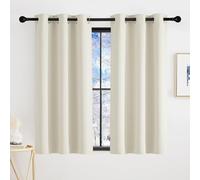 KGORGE Rideau Occultant Court - Rideau Petite Fenetre Cuisine 90x90cm | Lot de 2 Draperies Opaque Intérieurs anti UV Anti Lumiere, Decoration pour Placard Armoires Fenetre avec Œillets,Beige Clair