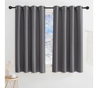 KGORGE Rideau Occultant Court - Rideaux Opaque pour Cuisine 140x160cm | Lot de 2 Panneaux Draperies Intérieurs Decoration pour Maison Chambre Petite Fenetre avec Œillets, Gris