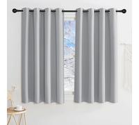 KGORGE Rideau Occultant Court - Rideaux Opaque pour Cuisine 140x160cm | Lot de 2 Panneaux Draperies Intérieurs Decoration pour Maison Chambre Petite Fenetre avec Œillets, Gris Clair