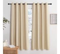 KGORGE Rideau Occultant - Rideau Thermiques Isolant Anti UV 140x175cm | Lot de 2 Draperies Opaque Intérieurs anti Froid et Chaleur, Decoration pour Maison Chambre Fenetre avec Œillets, Beige Foncé