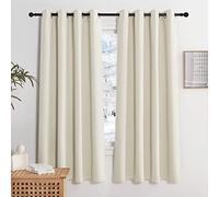 KGORGE Rideau Occultant - Rideau Thermiques Isolant Anti UV 140x175cm | Lot de 2 Draperies Opaque Intérieurs anti Froid et Chaleur, Decoration pour Maison Chambre Fenetre avec Œillets, Beige Clair