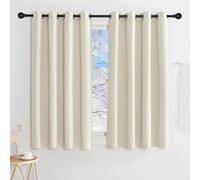 KGORGE Rideau Occultant - Rideaux Thermiques Isolant Froid Chaleur et UV | Lot de 2 Panneaux Opaque Draperies Intérieurs, Decoration pour Cuisine Chambre Fenetre avec Œillets, 140x145cm,Beige Clair