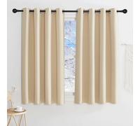 KGORGE Rideau Occultant - Rideaux Thermiques Isolant Froid Chaleur et UV | Lot de 2 Panneaux Opaque Draperies Intérieurs, Decoration pour Cuisine Chambre Fenetre avec Œillets, 140x145cm, Beige Foncé