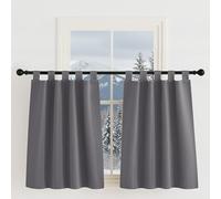 KGORGE Rideaux Courts Gris Occultant Thermique Intérieur avec Pattes | L90xH100cm, 2 Panneaux, Brise-bise, Opaque, Isolant Anti Froid et Chaleur, Anti UV, pour Petite Fenêtre Placard Cuisine
