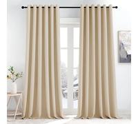 KGORGE Rideaux Grande Largeur Occultant Thermiques Bloquer Lumiere 200x245 | Tenture anti UV, Lot de 2 Opaque Draperies Intérieurs pour Fenêtres Salon Chambre à Coucher, L 200 x H 245cm, Beige Foncé