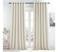 KGORGE Rideaux Grande Largeur Occultant Thermiques Bloquer Lumiere 200x245 | Tenture anti UV, Lot de 2 Opaque Draperies Intérieurs pour Fenêtres Salon Chambre à Coucher, L 200 x H 245cm, Beige Clair