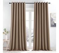 KGORGE Rideaux Grande Largeur Occultant Thermiques Bloquer Lumiere 200x245 | Tenture anti UV, Lot de 2 Opaque Draperies Intérieurs pour Fenêtres Salon Chambre à Coucher, Largeur 200 x H 245cm, Moka