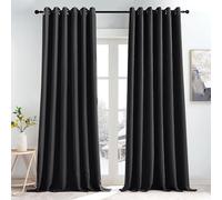 KGORGE Rideaux Grande Largeur Occultant Thermiques Bloquer Lumiere 200x245 | Tenture anti UV, Lot de 2 Opaque Draperies Intérieurs pour Fenêtres Salon Chambre à Coucher, Largeur 200 x H 245cm, Noir