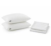 KGS Lot de 2 Oreillers, Coussins à Mémoire de Forme + Offert x2 Protèges oreillers - Spécial Cervicale - Marque Promo Linge (50_x_70_cm)