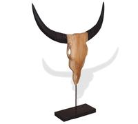 KGTKGTYER Sculpture murale en forme de tête de taureau en bois de teck | Charme rustique, fait à la main, produit naturel unique