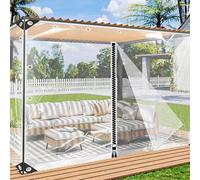 KGUDYS Panneaux Latéraux en Bâche PVC De 0,35mm,Bâche Imperméable pour Serre Carport,Bâche Transparente Imperméable Ultra-Résistante De 420g/㎡,avec Fermeture éclair/œillets,WxH-7x3m/23.0x9.8ft