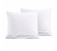 KH-Haushaltshandel Lot de 2 taies d'oreiller 80 x 80 cm, lin, blanc, lavable à 95 degrés