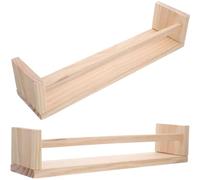 Khaki Étagère Murale Flottante en Bois 2 Pièces | Lignes Nettes, Texture Délicate, Usage Multi-pièces, pour Cafés et Restaurants, Effet Visuel Moderne