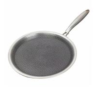 KHAOL Poêle à Frire En Acier Inoxydable, épaisse 3 Couches Alvéolées Anti-Adhésive Poele A Crepe Pour Tortillas Et Pancakes, Cuisson Saine, Crepiere Induction