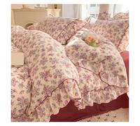 KHASCBNF Housse De Couette Coton Ensembles de literie Ensemble draps à Fleurs Housse Couette avec taies d'oreiller Housse(Style A,Flat Bed Sheet_Full 180X220 4PCS)