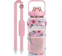KHASCBNF Porte Gourde BandoulièRe Sac Isotherme for Bouteille d'eau de Sport 2 L (64 oz) avec Sangle inclinée for Fitness, Salle et Sports Plein air Sac Gourde portatif(Pink Print)
