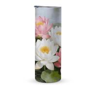 KHAUERBC Clear Pond Lotus Rhythms Tasse à café de voyage isotherme double couche en acier inoxydable pour porte-gobelets de véhicule 600 ml
