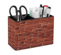 KHAUERBC Porte-stylo en cuir PU à double compartiments, motif mur de briques rouges, porte-crayons multifonction pour cadeaux de bureau, cosmétiques, support de télécommande 10,9 x 7,1 x 15,9 cm.